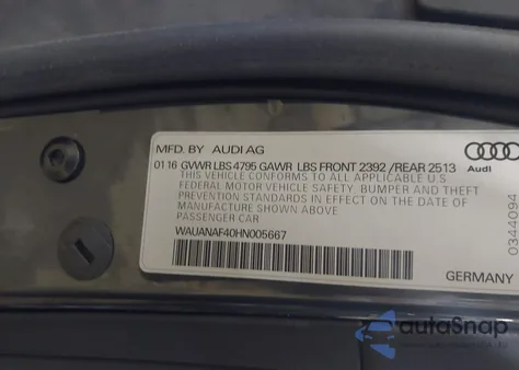 2017 Audi A4 2.0T Premium из США, поврежденный, VIN WAUANAF40HN005667